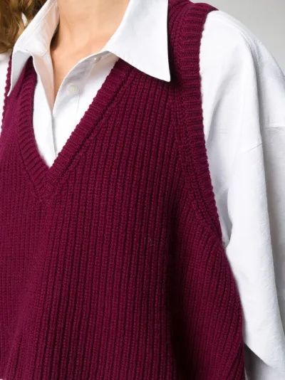 knitted v neck vest