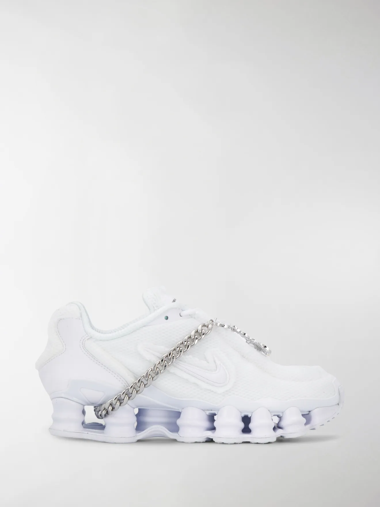 white nike edition cdg shox tl sneakers