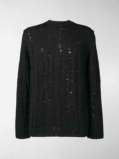 Comme Des Garcons Homme Plus Ribbed Knit Distressed Jumper Black Modes