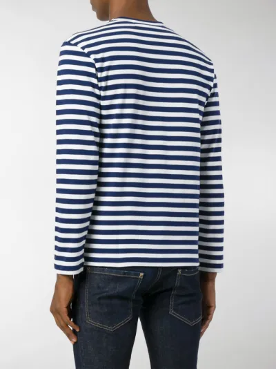 comme des garçons play blue & white striped heart shirt