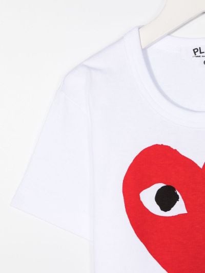 Comme Des Garçons Play Heart Print Short Sleeve T-shirt In White