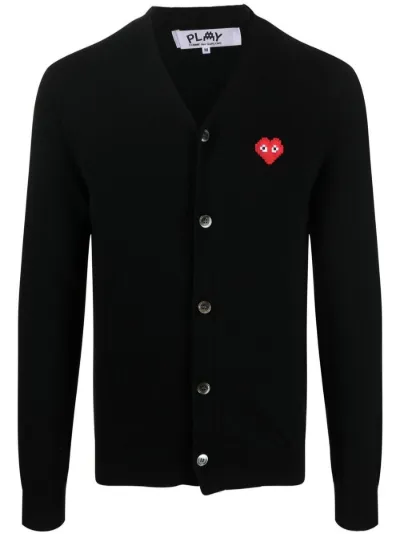 Comme Des Garcons Play logo patch fine knit cardigan Eraldo YE