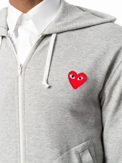 Commes cheapest des garcons heart-patch zip-up hoodie