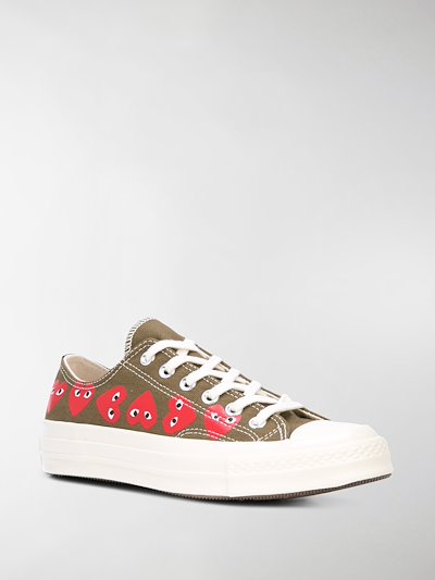 Comme Des Garcons Play X Converse X Converse Chuck Taylor Multi Heart 1970s Ox Sneakers Green Modes
