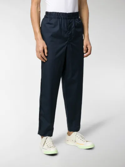 elastic waist tapered trousers