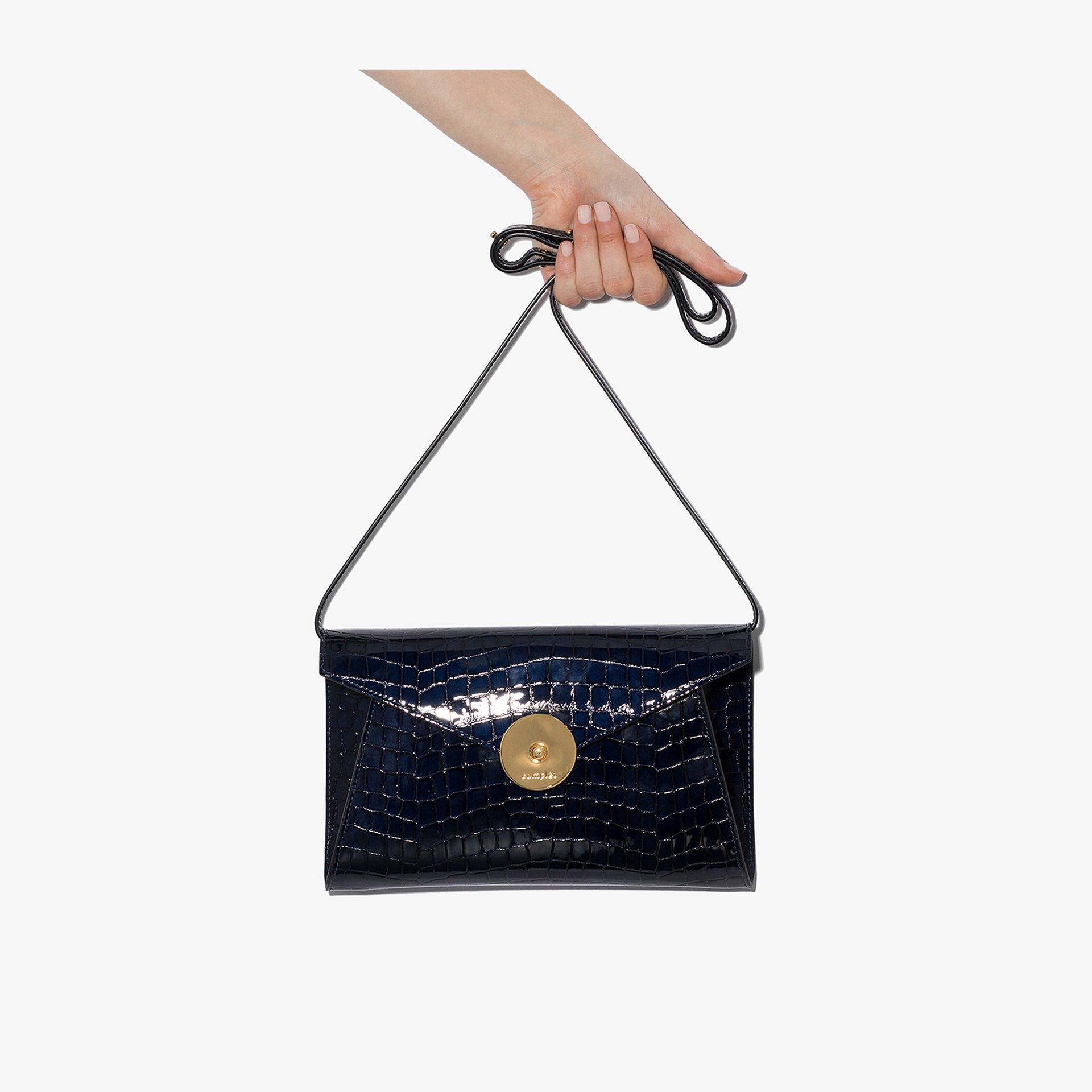 navy croc clutch bag