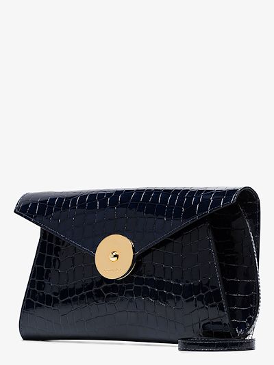 navy croc clutch bag