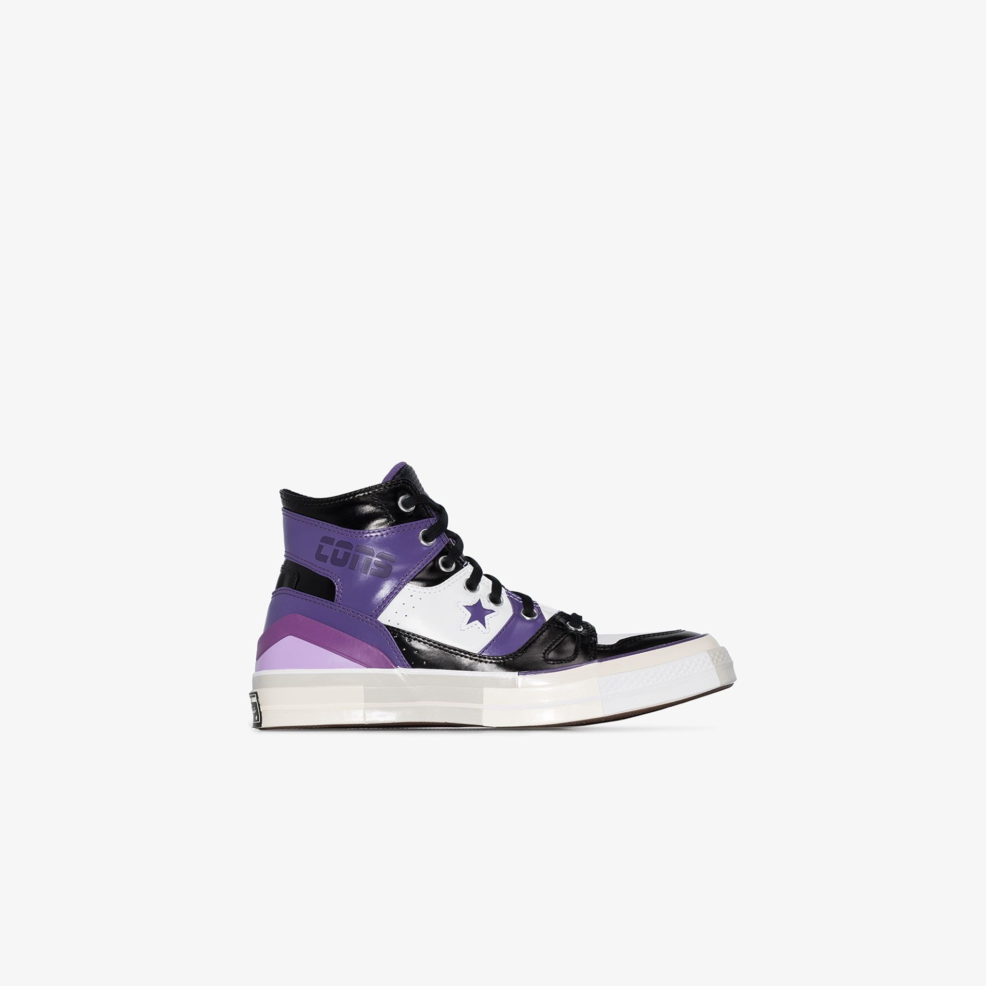 purple leather converse high tops