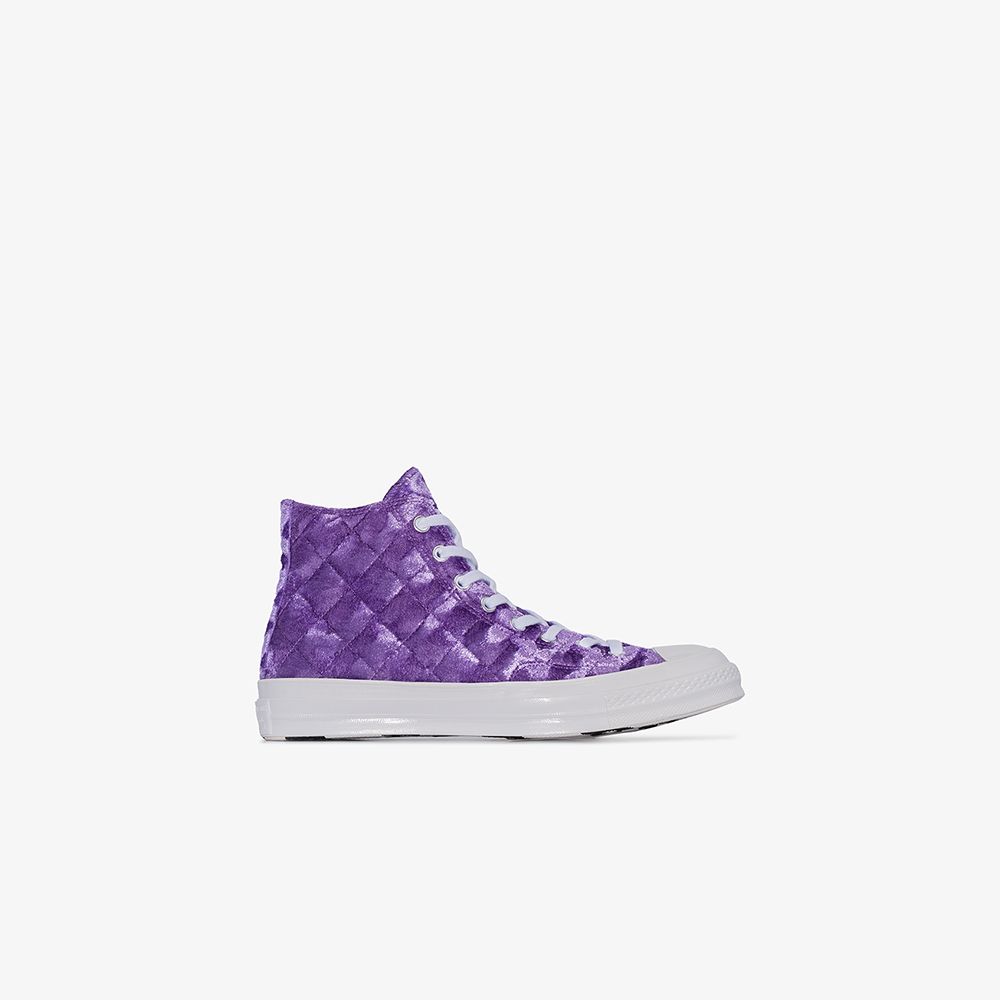 purple velvet high top converse