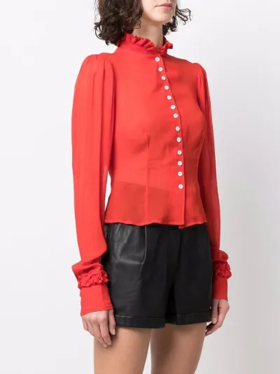 ruffle collar silk shirt