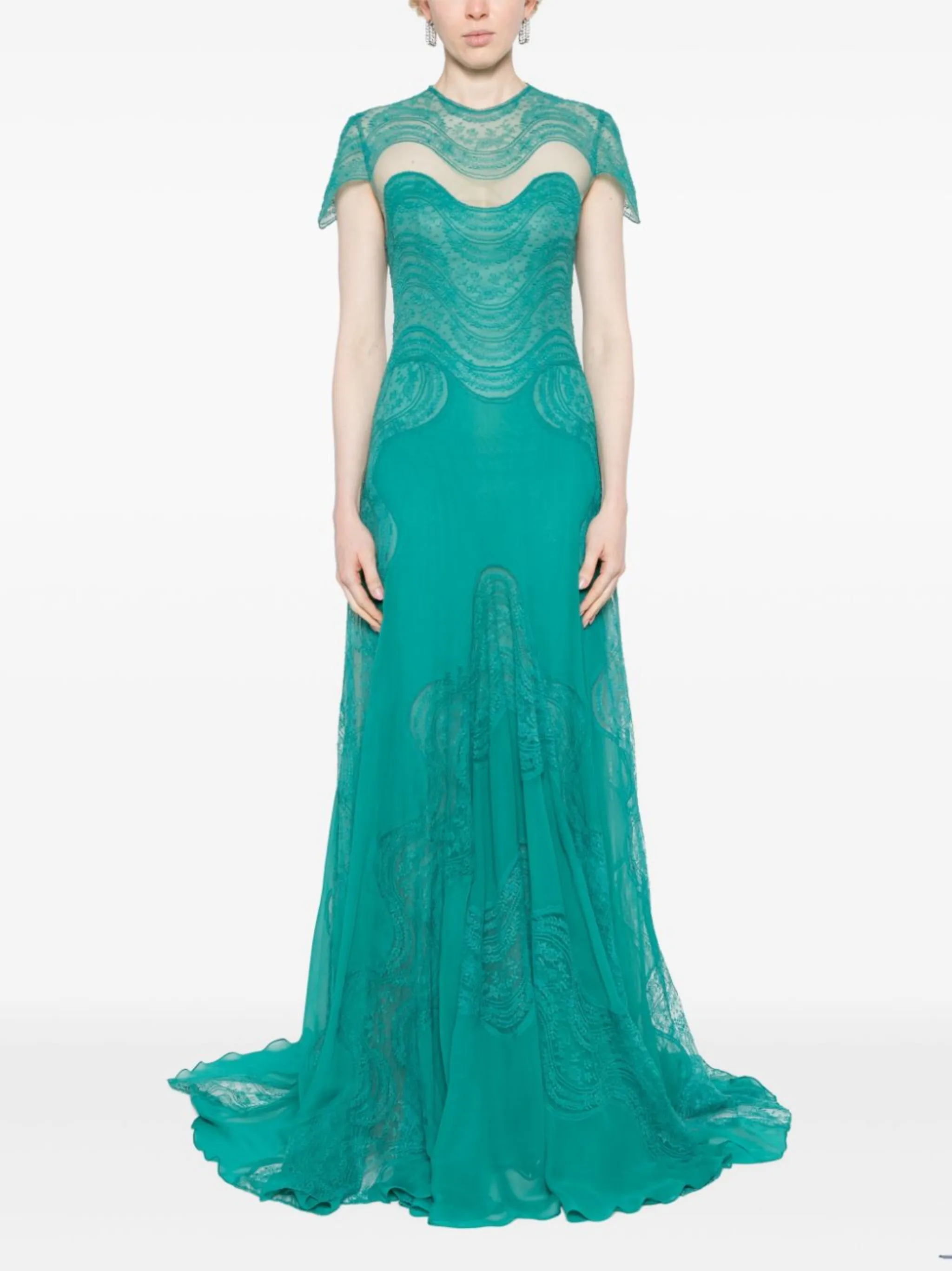 floral-lace silk maxi dress | Costarellos | Eraldo.com US