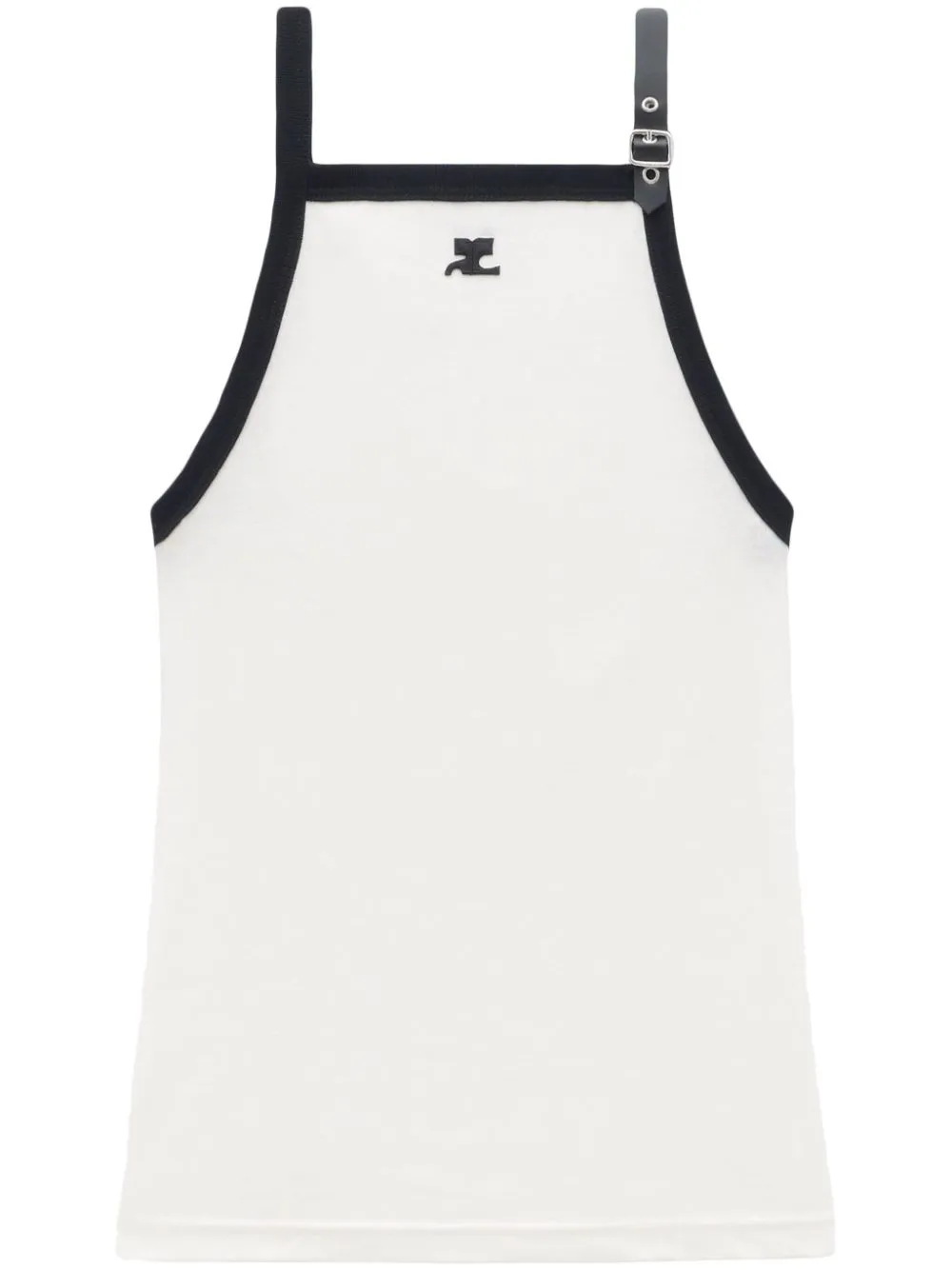white tank top with black trim