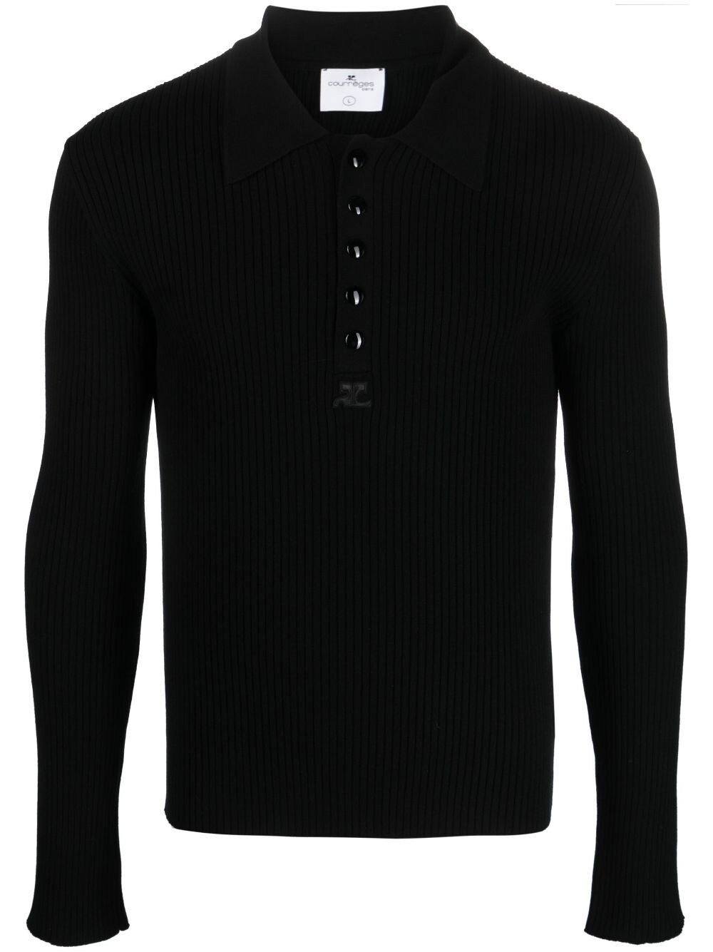 ribbed-knit long-sleeved polo shirt, Courrèges