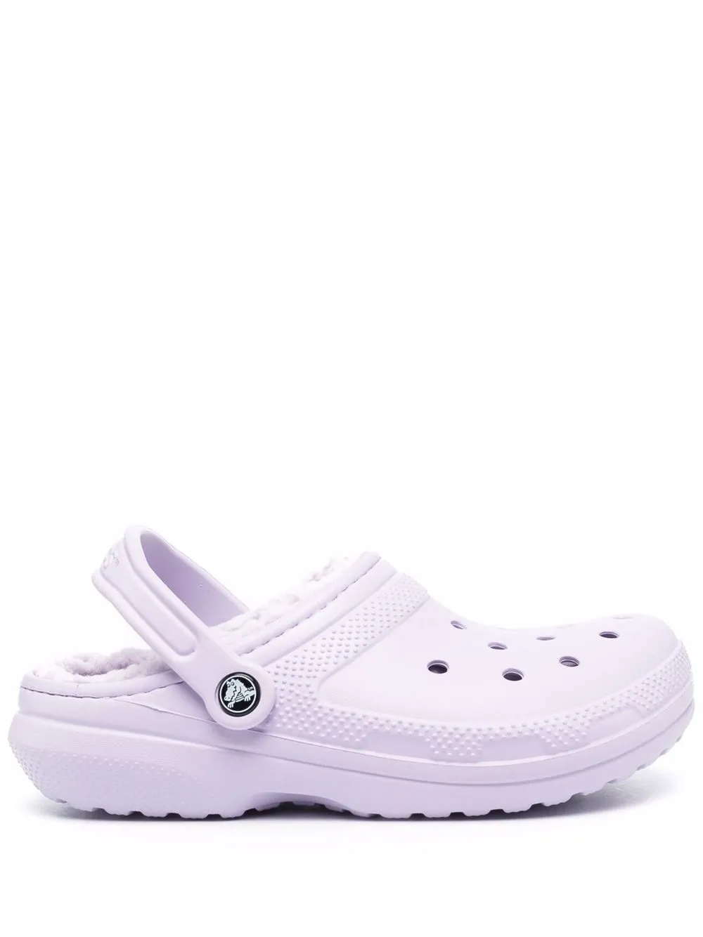 fur crocs lavender