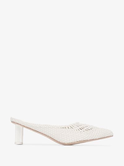 white slingback mules