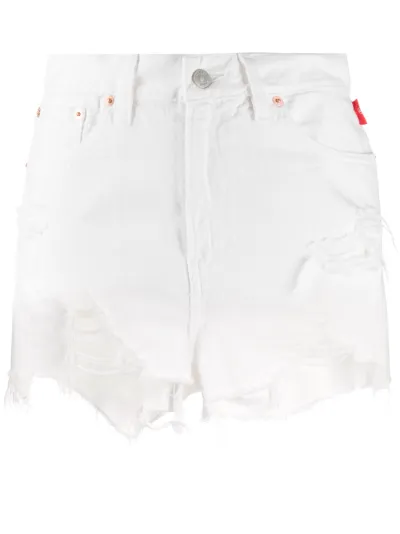white distressed denim shorts
