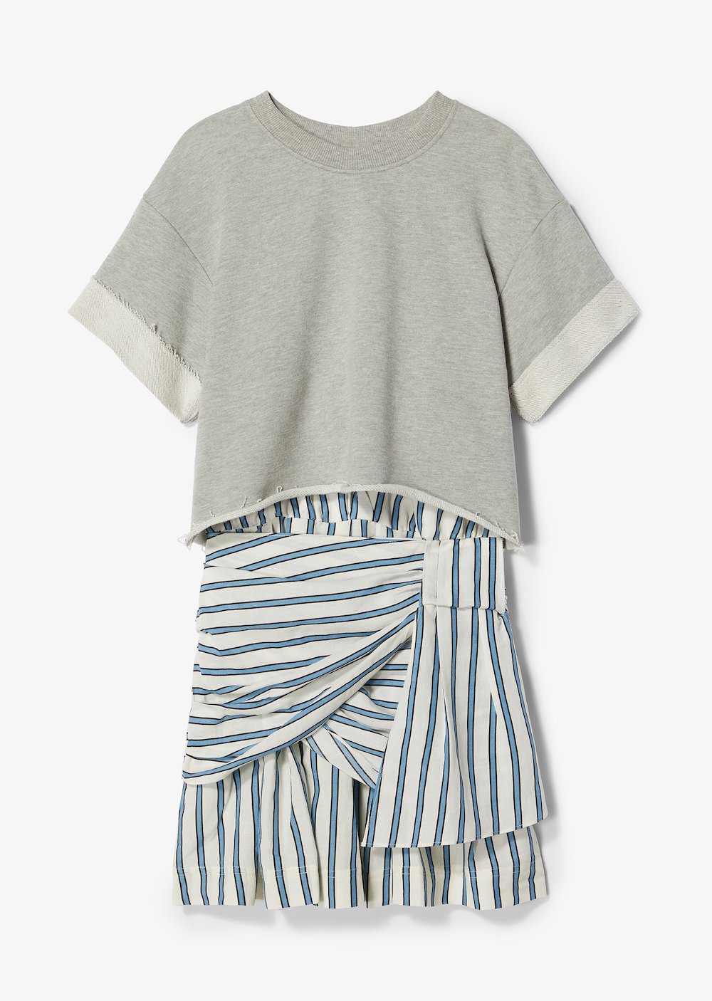 2-in-1 Striped Cotton Terry Tie Dress with Cropped Sweatshirt