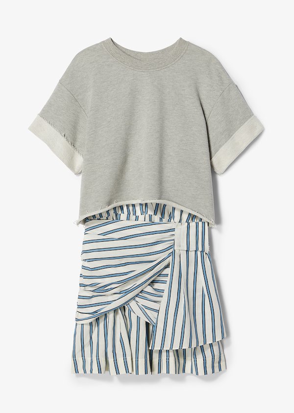 2-in-1 Striped Cotton Terry Tie Dress with Cropped Sweatshirt 2-in-1 Striped Cotton Terry Tie Dress with Cropped Sweatshirt