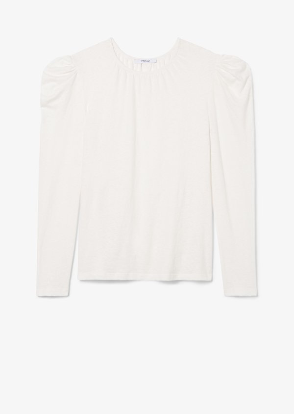 Amara Long Sleeve Linen Cotton Puff Shoulder Jersey Tee Amara Long Sleeve Linen Cotton Puff Shoulder Jersey Tee