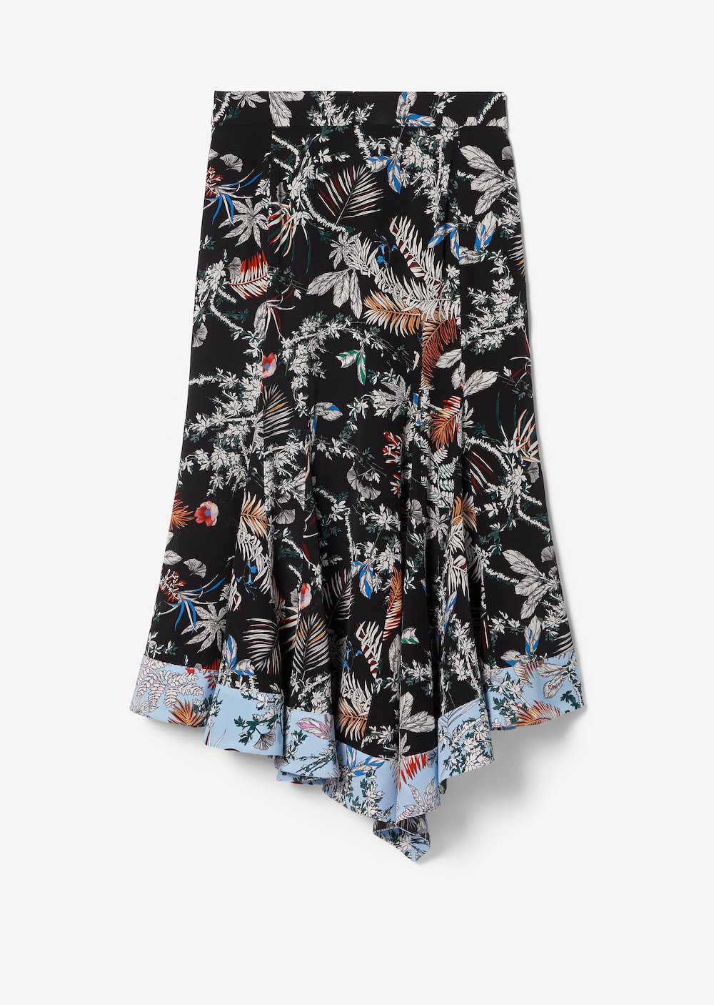 Asymmetric Wallpaper Floral Midi Skirt