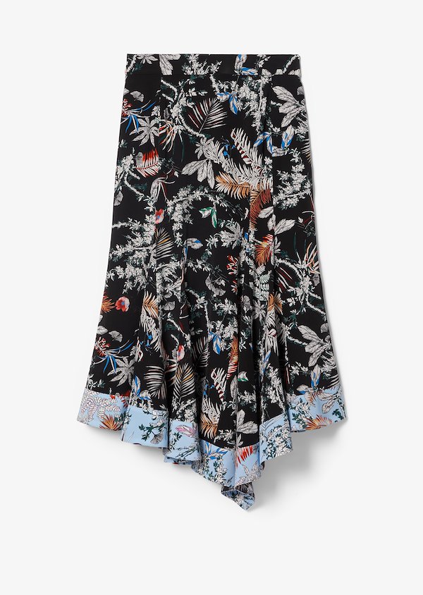 Asymmetric Wallpaper Floral Midi Skirt Asymmetric Wallpaper Floral Midi Skirt