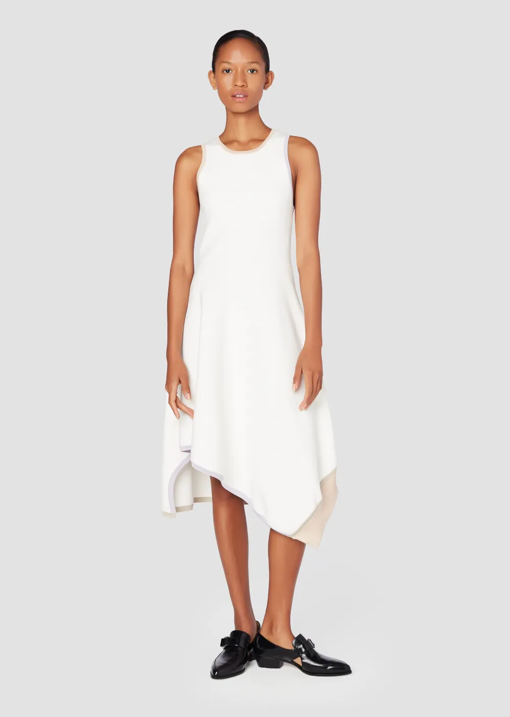 White Asymmetrical Hem Dress