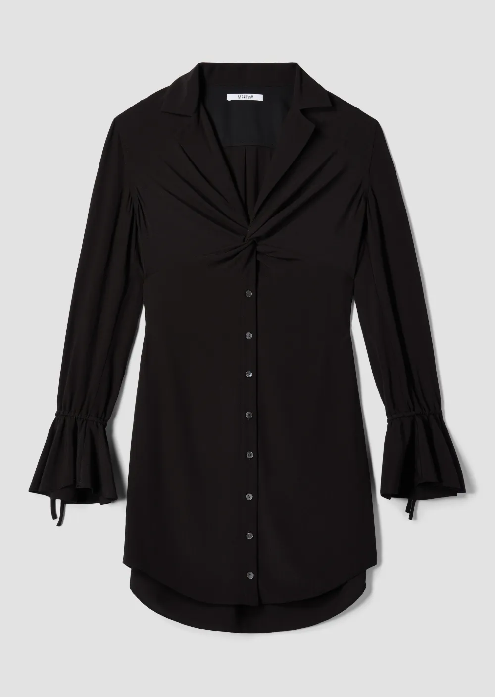 Bell Sleeve Twist Front Button-Down Shirtdress
