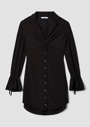 Bell Sleeve Twist Front Button-Down Shirtdress Bell Sleeve Twist Front Button-Down Shirtdress