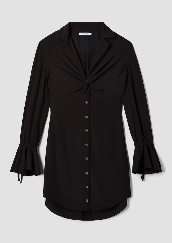 Bell Sleeve Twist Front Button-Down Shirtdress Bell Sleeve Twist Front Button-Down Shirtdress