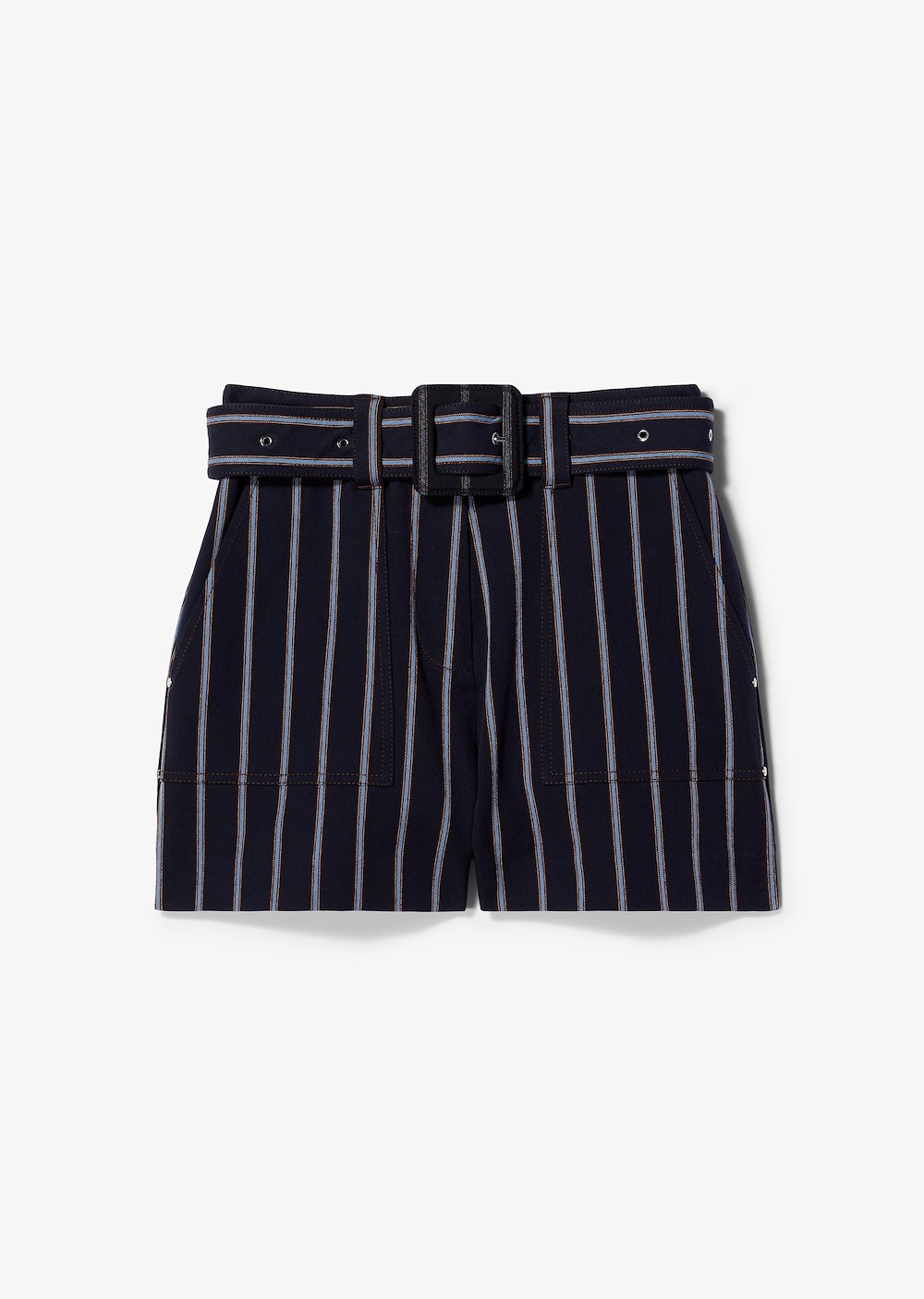 Belted Pencil Striped Utility Short