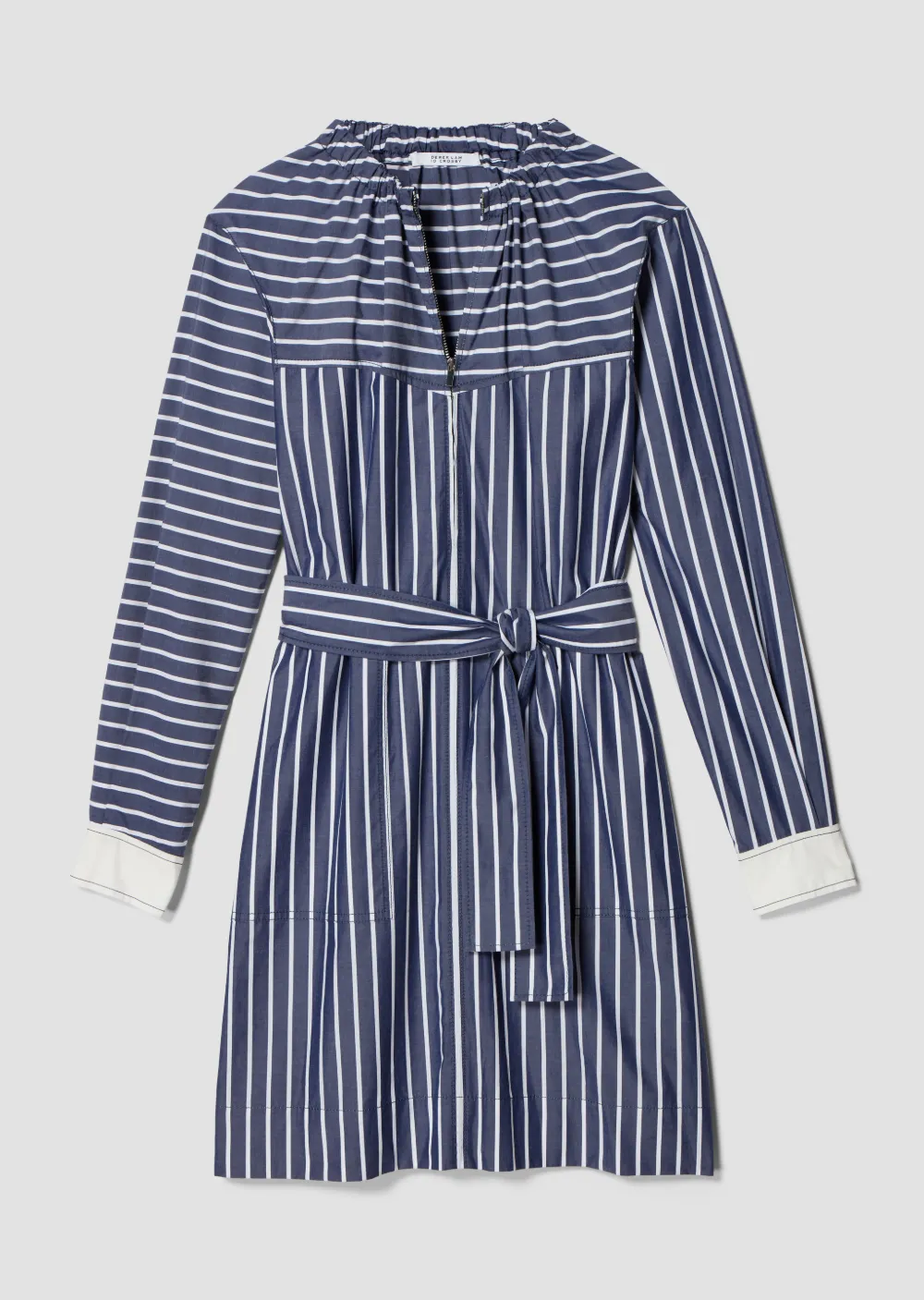 Belted Striped Cotton Shirt Dress