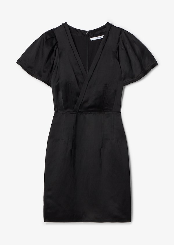 Cap Sleeve Fitted Satin V-Neck Dress Cap Sleeve Fitted Satin V-Neck Dress