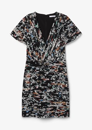 Cap Sleeve Wallpaper Floral Fitted Dress Cap Sleeve Wallpaper Floral Fitted Dress