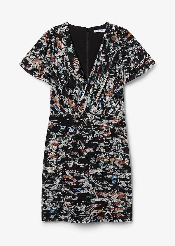 Cap Sleeve Wallpaper Floral Fitted Dress Cap Sleeve Wallpaper Floral Fitted Dress