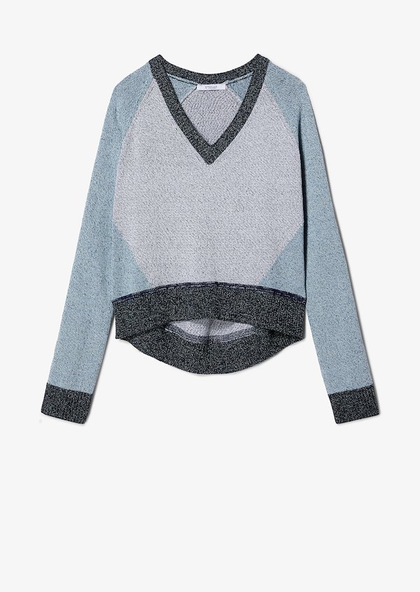Colorblock Marled Cotton V-Neck Sweater Colorblock Marled Cotton V-Neck Sweater