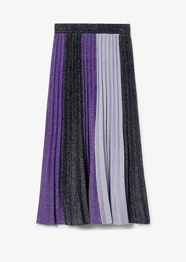 Colorblocked Lurex Rib Pleated Skirt Colorblocked Lurex Rib Pleated Skirt