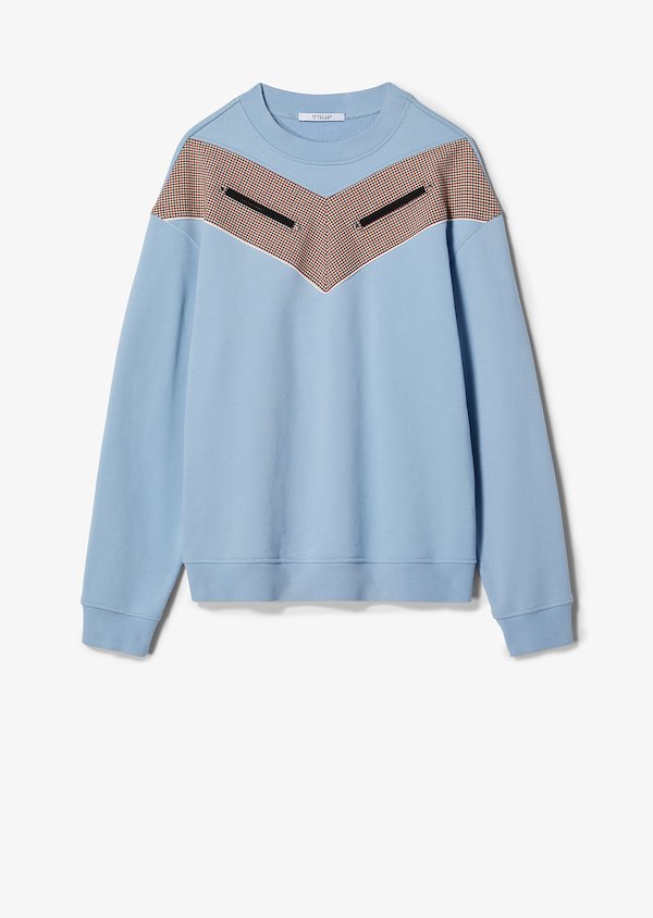 Cotton Terry Sweatshirt with Checked Chevron Inset Cotton Terry Sweatshirt with Checked Chevron Inset