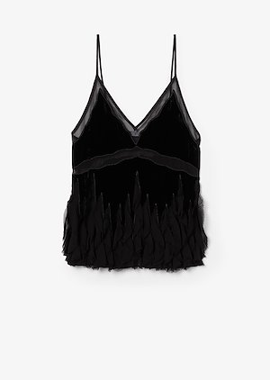 Crinkled Velvet Cami with Chiffon Inset Crinkled Velvet Cami with Chiffon Inset