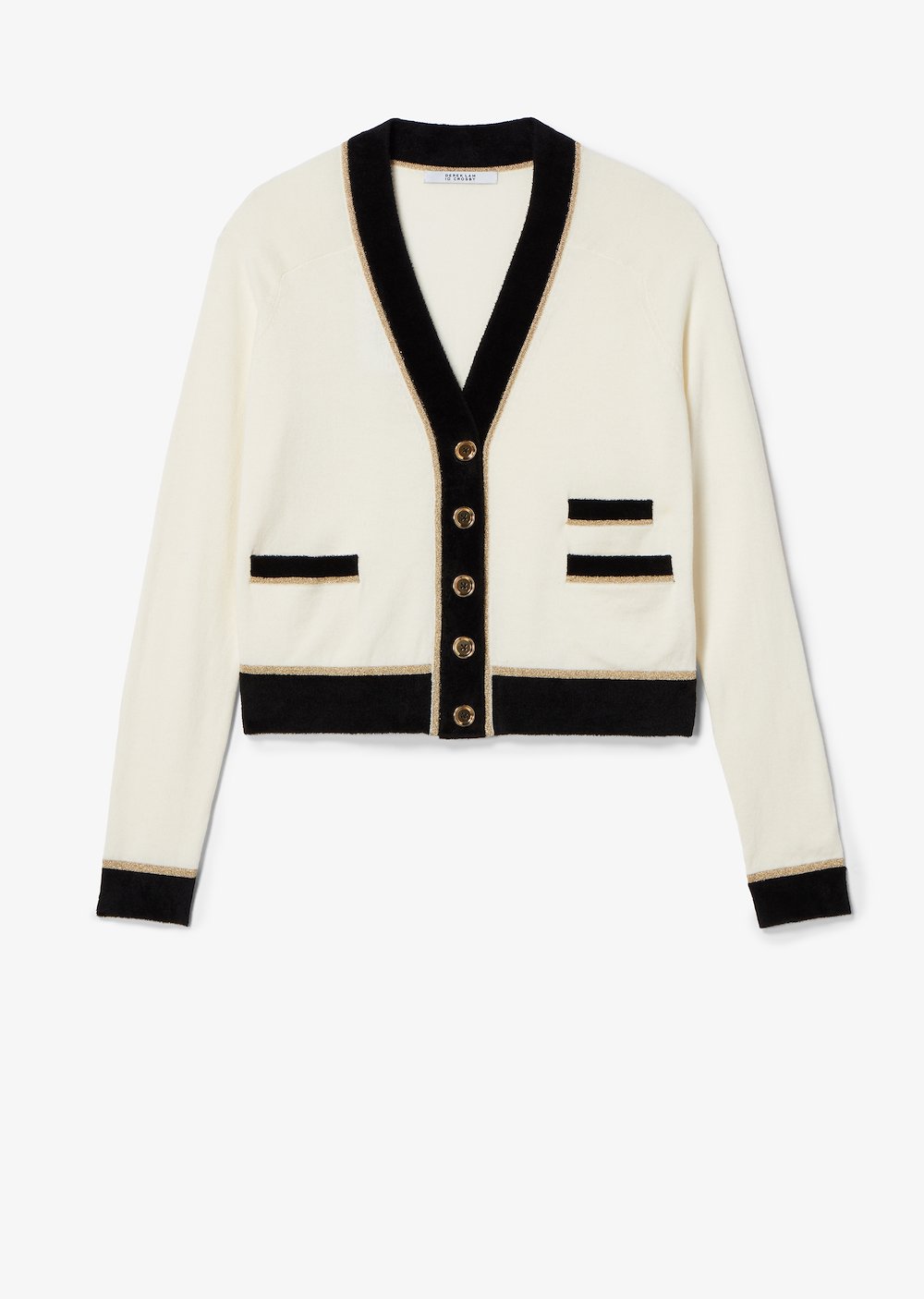 Cropped Cotton Lurex Stripe Cardigan