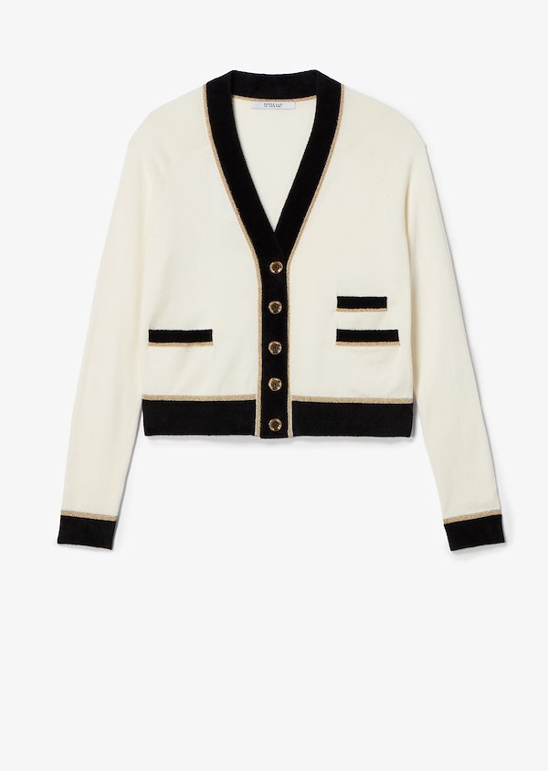 Cropped Cotton Lurex Stripe Cardigan Cropped Cotton Lurex Stripe Cardigan