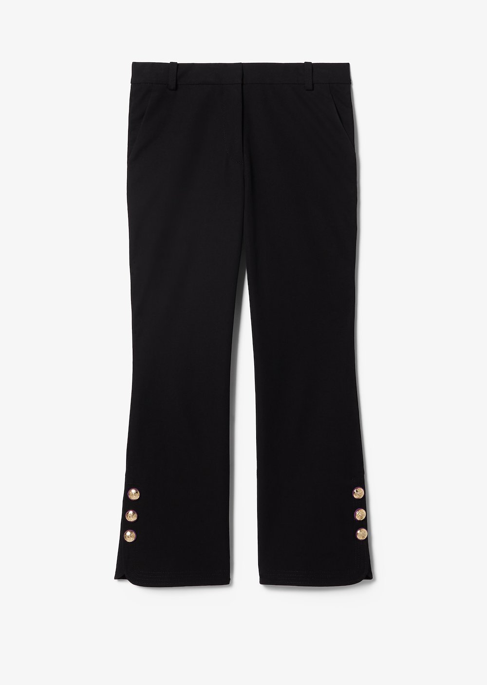 Cropped Crosby Cotton Twill Flare Trousers with Sailor Buttons