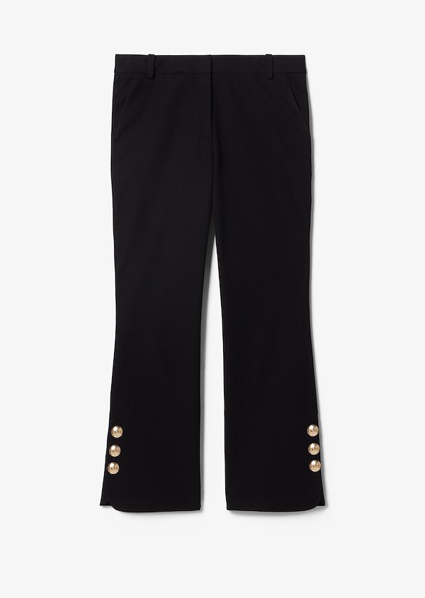 Cropped Crosby Cotton Twill Flare Trousers with Sailor Buttons Cropped Crosby Cotton Twill Flare Trousers with Sailor Buttons