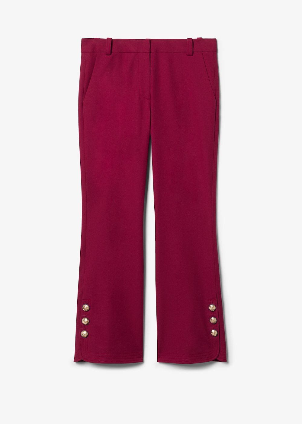Cropped Crosby Cotton Twill Flare Trousers with Sailor Buttons