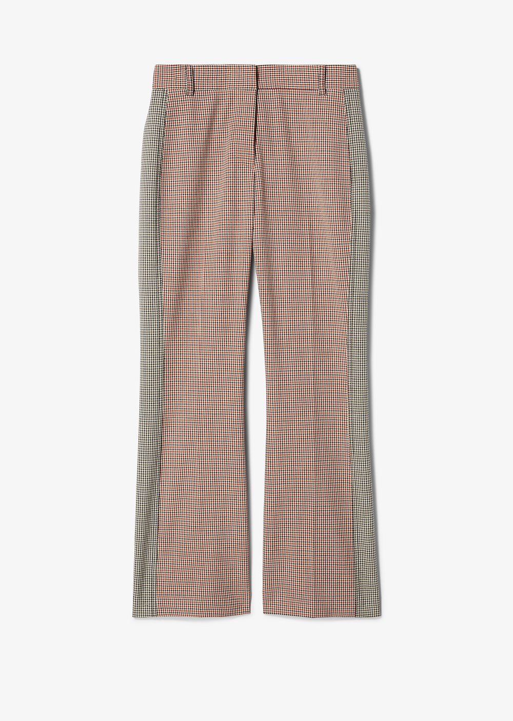 Cropped Flare Check Trouser with Tuxedo Stripe