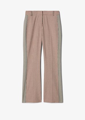 Cropped Flare Check Trouser with Tuxedo Stripe Cropped Flare Check Trouser with Tuxedo Stripe
