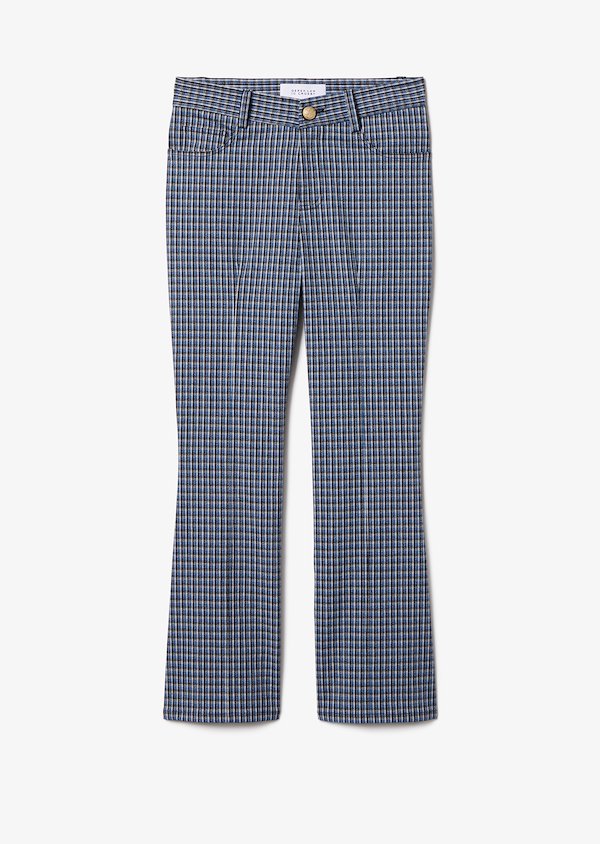 Cropped Mouline Check Flare Jean Trouser Cropped Mouline Check Flare Jean Trouser