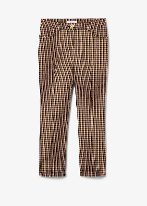 Cropped Mouline Check Flare Jean Trouser Cropped Mouline Check Flare Jean Trouser