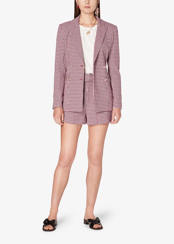 Demetria Belted Gingham Twill Short Demetria Belted Gingham Twill Short