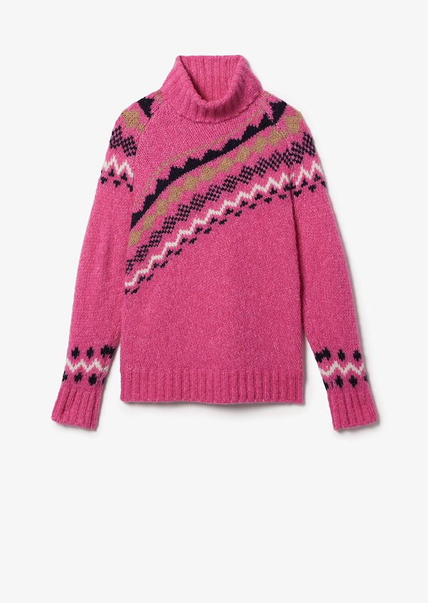 Diagonal Fair Isle Alpaca Turtleneck Sweater Diagonal Fair Isle Alpaca Turtleneck Sweater