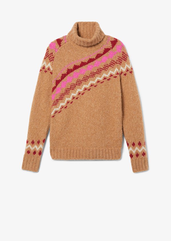 Diagonal Fair Isle Alpaca Turtleneck Sweater Diagonal Fair Isle Alpaca Turtleneck Sweater